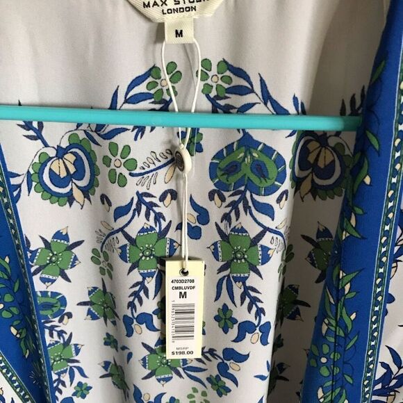 Max Studio Size M shrug jacket open front top blue white floral New with Tags - Picture 3 of 4